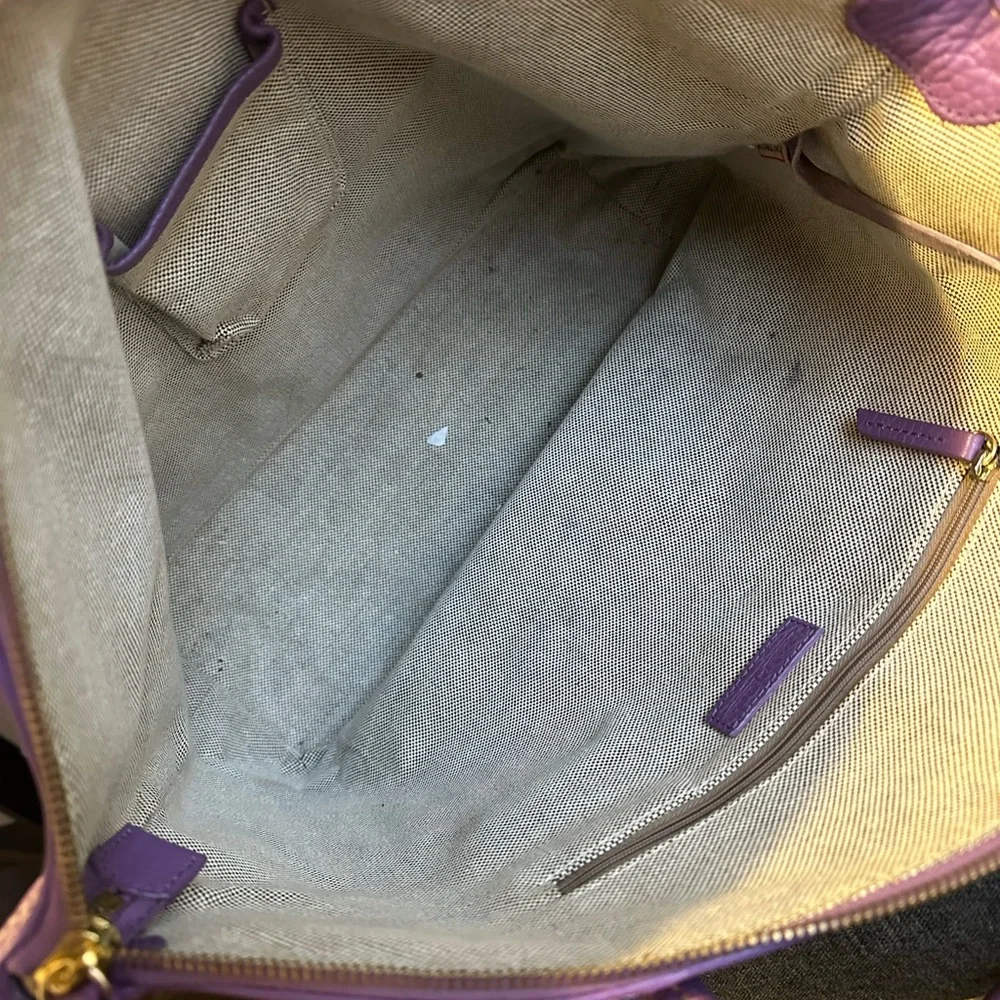 Dooney & Bourke Purple Leather Tote Bag - Picture 8 of 8